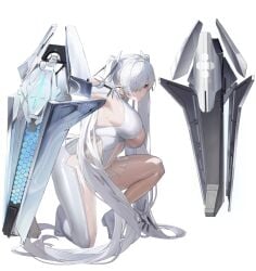 anachiro_(nikke) ass breasts cinderella_(nikke) curvy goddess_of_victory:_nikke large_breasts official_art red_eyes silver_hair solo white_hair wide_hips