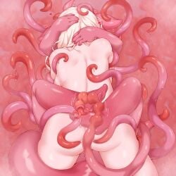 2girls absurdres ass blonde_hair commentary_request completely_nude futa_with_female futanari highres hug large_variant_set leg_lock monster_girl multiple_girls nude original pink_hair pussy_juice sex spread_ass spread_legs spreading_another's_ass sudumenooyado tentacle vaginal_penetration variant_set