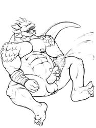 1boy 4_toes abs balls biceps big claws closed_eyes cum cum_on_hand everquest iksar male male_only masturbation paws penis solo spread_legs spreading ssvanti taoren tongue