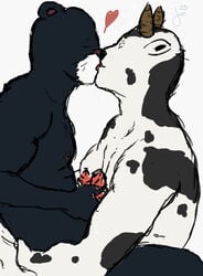 2boys anthro bovine fairy fairy_tail feline fur furry gay joh29 kissing male male_only muscles panther panther_lily sex taurus_(fairy_tail)