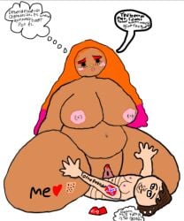 bbw caucasian_male chubby_female chubby_male completely_nude confederate_flag edited_official_artwork female femdom fully_nude hello_kitty huge_breasts latina maga_hat mexican mexican_female moustache mullet my_melody orange_hair politics poorly_drawn poorly_edited raceplay redneck spanish_text submissive_male tattoo thought_bubble thunder_thighs