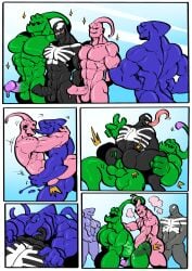 anthro balls big_balls big_penis black_body blowjob blue_body cock comic cum dick engis_(trencalos) fellatio foursome furry fusion gay goo_creature green_body growth homosexual hyper hyper_balls hyper_penis kissing kissing_while_penetrated kissing_while_penetrating majin_buu male male/male male_only markings marvel merging muscle_growth muscles muscular muscular_male penetration penis penis_growth pink_body semen sex shark shark_tail sharp_teeth slime symbiote testicles tongue tongue_kiss tongue_out trencalos vein veiny_penis venom venom_(marvel) zac zac_(lol)