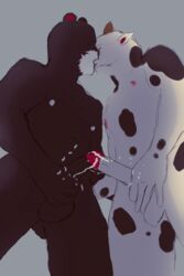 2boys anthro bovine fairy_tail feline fur furry gay joh29 kissing male male_only muscles panther panther_lily sex taurus_(fairy_tail)