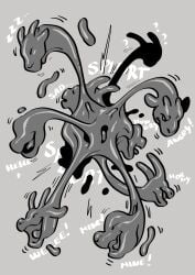 absorption anthro assimilation demon ear_piercing furry goat goo_creature hooves horn neck_tuft piercing slime tail trencalos wings