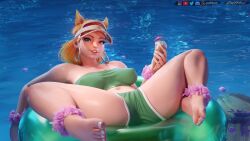 1girls 2025 3d 3d_(artwork) alternate_version_at_source alternate_version_available big_breasts bikini bikini_bottom bikini_top blender breasts clothed clothing doreen_green earrings erect_nipples erect_nipples_under_clothes feet female female_focus female_only forceballfx freckles freckles_on_face green_eyes headwear hi_res highres ice_cream light-skinned_female light_skin looking_at_viewer marvel marvel_comics marvel_rivals nipples nipples_visible_through_clothing open_legs pool pool_float pool_toy pose posing shorts showing_off smile smiling spread_legs squirrel squirrel_ears squirrel_girl_(marvel) squirrel_girl_(sunshine_squirrel) squirrel_tail tease teasing thick_thighs watermark
