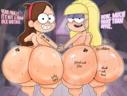 2025 2girls animated anthro ass ass ass_bigger_than_head ass_focus big_ass big_butt breasts brown_hair dialogue disney_channel disney_xd duo duo_female duo_focus english_text female female_only furu_flami gravity_falls hairband happy happy_sex looking_at_viewer looking_back mabel_pines open_mouth pacifica_northwest pale-skinned_female pale_skin pink_hairband sex smile text thick_ass thick_thighs yellow_hair