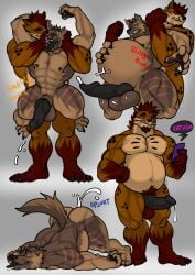anthro balls belly canine canine_penis cock cum dialogue dick feline furry gay head_tuft homosexual male male/male male_only male_penetrating markings masturbation muscles muscular muscular_male penetration penis pubes pubic_hair restrained semen sequence sex spots stripes tail testicles tongue tongue_out trencalos vein veiny_penis vore vore_belly wolf