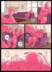 anthro assimilation azzul balls big_balls big_penis blue_body cock comic cum dialogue dick flexing furry gay goo_creature goo_transformation growth homosexual majin_buu male male/male male_only masturbation merging moaning muscle_growth muscles muscular muscular_male naga penis penis_growth pink_body reptile semen shower slime snake tail testicles trencalos vein veiny_penis wet
