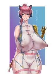 belly_button big_breasts breasts breasts_bigger_than_head breasts_out brush female huge_breasts lego naked naked_female ninjago ninjago:_dragons_rising nipples painted painted_body painted_clothes pink_hair pink_nipples pussy pussy_out sora_(ninjago) tits_bigger_than_head tits_out visible_pussy white_skin