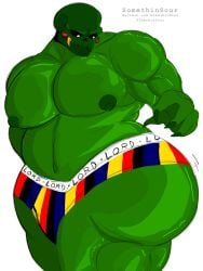 bara big_ass big_ass_(male) big_male big_pecs boxers buff bulge claws comic_character green_skin homestuck lord_english male muscular muscular_male nipples patreon_username shiny_skin skull somethinsour twitter_username