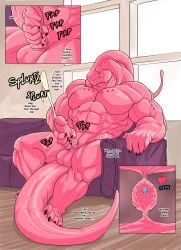 anthro assimilation azzul balls big_balls big_penis blue_body cock comic cum dialogue dick flexing furry gay goo_creature goo_transformation growth homosexual majin_buu male male/male male_only masturbation merging moaning muscle_growth muscles muscular muscular_male naga penis penis_growth pink_body reptile semen shower slime snake tail testicles trencalos vein veiny_penis wet