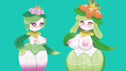 2d 2d_(artwork) 2girls big_breasts blush blush_stickers blushing blushing_at_viewer blushing_female breasts breasts_out clitoris different_breast_sizes different_eye_color digital_drawing_(artwork) digital_media_(artwork) duo eyelashes female female_only fighting_type flower flower_on_head game_freak grass_type hand_on_breast hand_on_hip hisuian_form hisuian_lilligant humanoid humanoid_genitalia inverted_nipples large_breasts leaf leaf_arms leaf_clothing leaf_dress leaf_hair light_skin light_skinned_female lilligant looking_at_viewer nintendo nipple nipple_bulge nipples nipples_bulge orange_eyes orange_flower pangotime pointy_eyelashes pokémon_(species) pokemon pokemon_(species) pokemon_bw pokemon_bw2 pokemon_legends:_arceus pokemon_legends_arceus purple_eyes purple_flower purple_thigh pussy pussy_visible_through_clothes regional_form_(pokémon) regional_form_(pokemon) shiny shiny_skin small_breasts teal_background thick_thighs thighs video_game_character video_games x-ray x-ray_through_clothes