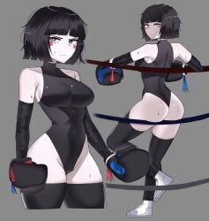 1girls alternate_universe au boxing boxing_gloves female female_only goth gothified grey_background multiple_views pomni_(burrotello) pomni_(the_amazing_digital_circus) simple_background solo_female the_amazing_digital_circus the_amazing_digital_fight_club ti_keep tight_clothing