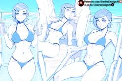 1boy 2boys ai_generated beach beach_chair ben_10 bikini blue_bikini blush breasts breasts_apart chair choker cleavage clothed_female_nude_male clothing crossed_legs cup desiredesignai drink english_language english_text erection fellatio female group gwen_tennyson hair_ornament hairclip hi_res high_quality high_resolution highres holding holding_cup large_breasts looking_at_viewer male medium_breasts multiple_boys navel nude oral penis short_hair sitting smile solo_focus stable_diffusion straight swimsuit testicles text thighs underboob water