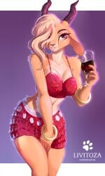 1female 1girl 1girls 2024 2024s absurd_res absurdres alcohol antelope anthro anthro_female anthro_focus anthrofied artist_logo artist_name belly_button beverage blonde blonde_female blonde_hair blonde_hair_female bottomwear bovid bovid_horn bovine bovine_horn breasts brown_body brown_fur cleavage clothed clothing container crop_top cup digital_art digital_drawing digital_drawing_(artwork) digital_media digital_media_(artwork) digital_painting digital_painting_(artwork) disney drinking_glass ear_piercing female female_anthro female_focus female_only fur furry furry_female gazelle gazelle_(zootopia) glass glass_container glass_cup hair hair_over_one_eye hi_res holding_container holding_cup holding_object horn horns livitoza mammal midriff navel piercing pose red_clothing red_eyes red_skirt seductive shirt skirt smile smiling smiling_at_viewer solo solo_female solo_focus teeth thick_thighs thighs tight_clothing topwear true_antelope wide_hips wine wine_glass zootopia zootropolis