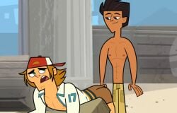 2boys blonde_hair chase_(tdi) chayne clothing gay green_eyes male male_only recreation total_drama_island total_drama_island_(2023) wayne_(tdi) yaoi