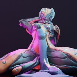 3d big_penis cowgirl_position digital_extremes duo erection female flaccid from_front_position futa_on_futa futanari genitals herm humanoid intersex intersex/intersex long_penis on_bottom on_top penis sex simple_background tencent thorius valkyr_(warframe) warframe warframe_(species) wisp_(warframe)