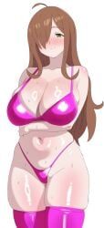 big_ass big_breasts big_butt big_thighs big_titties bikini brown_hair curvaceous curvaceous_female curvaceous_figure curvy curvy_figure curvy_hips female female_focus female_only frixtied kono_subarashii_sekai_ni_shukufuku_wo! long_hair looking_at_viewer thigh_highs wiz_(konosuba)