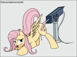 animated bent_over blush cutie_mark drooling equine female female_only fluttershy_(mlp) friendship_is_magic fur gif machine mammal masturbation my_little_pony open_mouth pegasus penetration plain_background pony pussy_juice saliva sex_machine sex_toy solo straight_hair thekrunchykorner tongue tongue_out wings