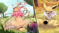 animal_genitalia animal_pussy anus balls canid canine canine_genitalia canine_pussy duo eeveelution eyewear female female_penetrated feral feral_on_feral feral_penetrated feral_penetrating feral_penetrating_feral fermusieboir4 generation_1_pokemon generation_4_pokemon generation_6_pokemon genitals glasses hi_res hoopa jolteon leafeon legendary_pokemon male male/female male_penetrating male_penetrating_female mammal multiple_scenes nintendo open_mouth open_smile penetration penile penile_penetration penis_in_pussy plant pokemon pokemon_(species) pussy quadruped sex smile solo tongue tongue_out tree vaginal_penetration vaginal_penetration