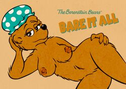 anthro bear berenstain_bears breasts female hat mama_bear mama_bear_(the_berenstain_bears) nude paint34 solo