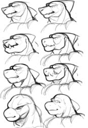 anthro bust dialogue engis_(trencalos) fins furry goo_creature line_art shark shark_teeth sharp_teeth sketch slime smile teeth tongue tongue_out trencalos tusks