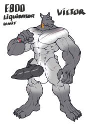 anthro balls big_balls big_penis canid canine canine_penis canis claw cock dick domestic_dog erection furry grey_body knot male male_only markings muscles muscular muscular_male penis scar solo solo_focus solo_male testicles trencalos veiny_penis