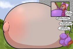 2025 absurd_res anthro ass belly belly_expansion big_belly big_breasts big_butt black_eyes blush blush_lines breast_expansion breasts canid canine choker clothing dialogue digital_drawing_(artwork) digital_media_(artwork) dress english_text expansion female fox fur half-closed_eyes hand_on_belly hand_on_head headgear headwear hi_res huge_belly huge_breasts huge_butt hyper hyper_belly hyper_breasts hyper_butt hyper_pregnancy jewelry maid_marian mammal narrowed_eyes necklace nipple_outline offscreen_character open_mouth orange_body orange_fur outside pregnant red_fox solo speech_bubble sudsypup text thick_thighs true_fox wide_hips