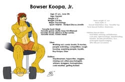 bowser_jr. bowser_koopa_junior_(roommates) koopa male mario_(series) model_sheet muscles nintendo spelunker_sal weights