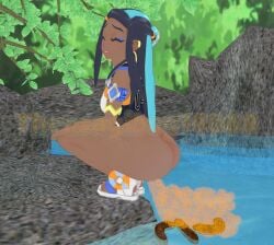 (theusagiboy1406) 1female 1girls 3d 3d_(artwork) ass ass_focus big_ass big_butt black_body black_hair bottomless dark-skinned_female dark_skin fart fart_cloud fart_fetish farting female female_focus female_only game_freak mmd nessa_(pokemon) nintendo pokemon_(game) pokemon_ss scat shitting sleeveless sleveeless_shirt squatting thick_ass turd turd_hanging_out