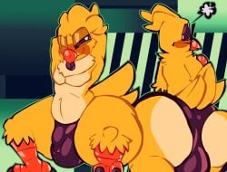 ass avian avian_humanoid ballsack big_ass bulge feathers kickinchicken_(poppy_playtime) lazy_logan404 male penis poppy_playtime poppy_playtime_(chapter_3) smiling_critters solo tail tongue underwear