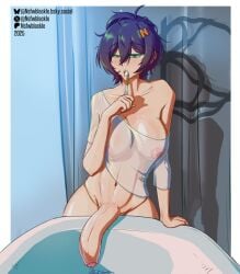 1futa belle_(zenless_zone_zero) brushing_teeth crop_top lifelessalram_(artist) precum see-through_clothing sink tagme zenless_zone_zero