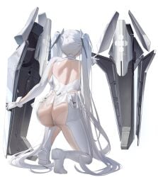 anachiro_(nikke) ass breasts cinderella_(nikke) curvy facing_away goddess_of_victory:_nikke large_ass large_breasts red_eyes silver_hair solo tagme white_hair wide_hips