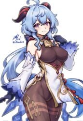 blue_hair female ganyu_(genshin_impact) genshin_impact horns large_breasts red_eyes rotomdocs tagme wide_hips