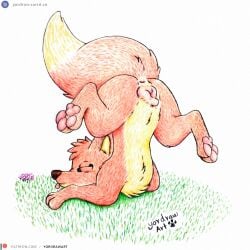 3_toes animal_genitalia animal_pussy anus ass ass_up canid canine canine_genitalia canine_pussy closed_eyes feet female feral flower fox fur genitals grass hi_res jungledyret_hugo legs_in_air legs_up mammal patreon patreon_logo patreon_username pawpads paws pink_paws pink_pussy plant presenting presenting_hindquarters pussy red_fox rita_(jungledyret) solo spread_legs spreading text toes tongue traditional_media_(artwork) true_fox url yordraw
