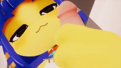 1girls 3d animal_crossing ankha ankha_(animal_crossing) blue_hair feline handjob longer_than_one_minute looking_at_viewer looking_down low-angle_view music sloppydealer sound stroking_penis tagme video vrchat yellow_body