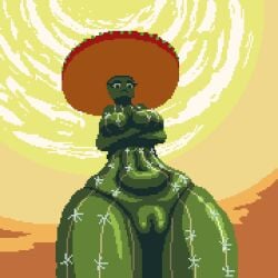 cactus cactus_girl cactus_humanoid from_below_view looking_at_viewer looking_down plump_labia plump_pussy pussy pussy_focus viviewed_from_below wide_hips