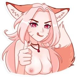 animal_ears breasts edit edited fox_ears fox_girl fox_tail third-party_edit uncensored unknown_artist white