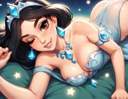 ai_generated aladdin aladdin_(1992_disney_film) black_hair cleavage disney disney's_aladdin disney_princess princess_jasmine sexy