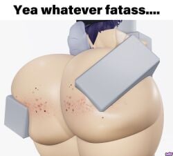 1boy 3d ass bare_ass big_ass burritopuppos deviantart freckles_on_ass hat naked nude purple_hair roblox robloxian small_tail tagme text thighs yea_whatever_fatass_(meme)