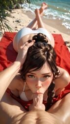 ai ai_assisted ai_generated avatar_the_last_airbender bangs beach beach_towel big_breasts big_penis blowjob blush blush braid braided_hair braided_ponytail breasts breasts brown_eyes brown_hair fellatio fire_nation hair_ornament hand_in hand_in_hair hand_on_head light-skinned_female light_skin long_hair looking_at_viewer looking_pleasured male_pov penis penis_in_mouth petite petite_body petite_female ponytail pov pov_eye_contact realistic red_towel scarletio sidelocks stable_diffusion towel ty_lee uncensored uncensored_penis