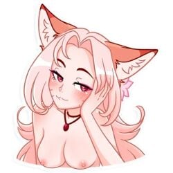 animal_ears breasts edit edited fox_ears fox_girl fox_tail third-party_edit uncensored unknown_artist white