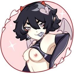 black_hair edit edited succubus succubus_horns succubus_tail unknown_artist