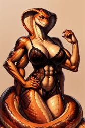 ai_generated chu_(scorpianpp) cobra lamia multi_arm multi_limb orange_scales original_character scorpianpp self_upload snake_girl solo_female stable_diffusion