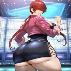 1girls ai_generated big_ass big_breasts bubble_ass bubble_butt curvaceous curvy_female eyes_hidden female female_only fist_raised hourglass_figure huge_ass king_of_fighters large_breasts light-skinned_female light_skin m4k03_ microskirt miniskirt pawg ponytail red_hair seductive_pose shermie_(kof) snk thick thick_ass thick_thighs voluptuous voluptuous_female wide_hips