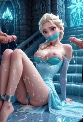 1girls 2boys ai_generated anal anikoi animated ass big_penis blowjob blue_eyes bondage bound_ankles braid braided_ponytail bukkake cleavage clothed_sex clothing cum cum_on_body cum_on_breasts cum_on_face cum_on_thighs cumshot deepthroat detached_sleeves disney disney_princess double_penetration dress dress_lift ejaculation elsa_(frozen) female female_penetrated frozen_(film) gag looking_at_viewer male male_penetrating male_penetrating_female medium_breasts music nipples no_panties oral_sex penis platinum_blonde_hair princess prone_bone pubic_hair pussy red_lipstick reverse_cowgirl_double_penetration reverse_cowgirl_position self_upload short_playtime shorter_than_30_seconds sound spread_legs stockings tagme threesome thrusting thrusting_into_pussy vaginal_penetration video