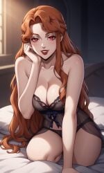 1girls ai_generated bigmic145 blue_dress braid breasts castlevania castlevania_(netflix) hair_ornament lenore_(castlevania) lips long_hair medium_breasts negligee orange_hair panties see-through see-through_clothing vampire vampire_girl wavy_hair