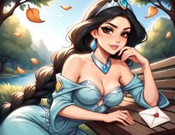 ai_generated aladdin aladdin_(1992_disney_film) black_hair cleavage disney disney's_aladdin disney_princess princess_jasmine sexy