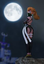 1girl 1girls 3d 3d_(artwork) 3d_model 3d_render ass ass_focus big_ass big_butt blonde_hair blue_eyes dat_ass ear_piercing earrings female female_focus guinreds looking_at_viewer mario_(series) moon moonlight night night_sky night_time ninja ninja_girl ninja_peach nintendo pony_tail ponytail princess_peach princess_peach:_showtime! shiny_ass shiny_butt shiny_hair shiny_skin solo solo_female super_princess_peach white_skin white_skinned_female yellow_hair