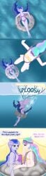 2girls breasts busty clothes comic dated dialogue english_text equestria_girls female friendship_is_magic hasbro human inner_tube landing my_little_pony parachute phallen1 prank princess_celestia_(mlp) princess_luna_(mlp) principal_celestia skydiving splash sunbathing swimsuit symmetrical_docking text underwater vice_principal_luna wet_hair